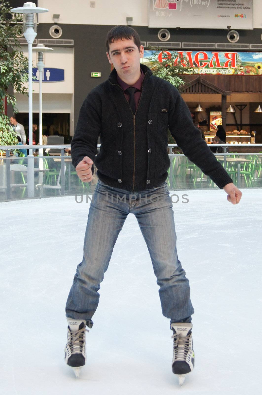 Young man skating