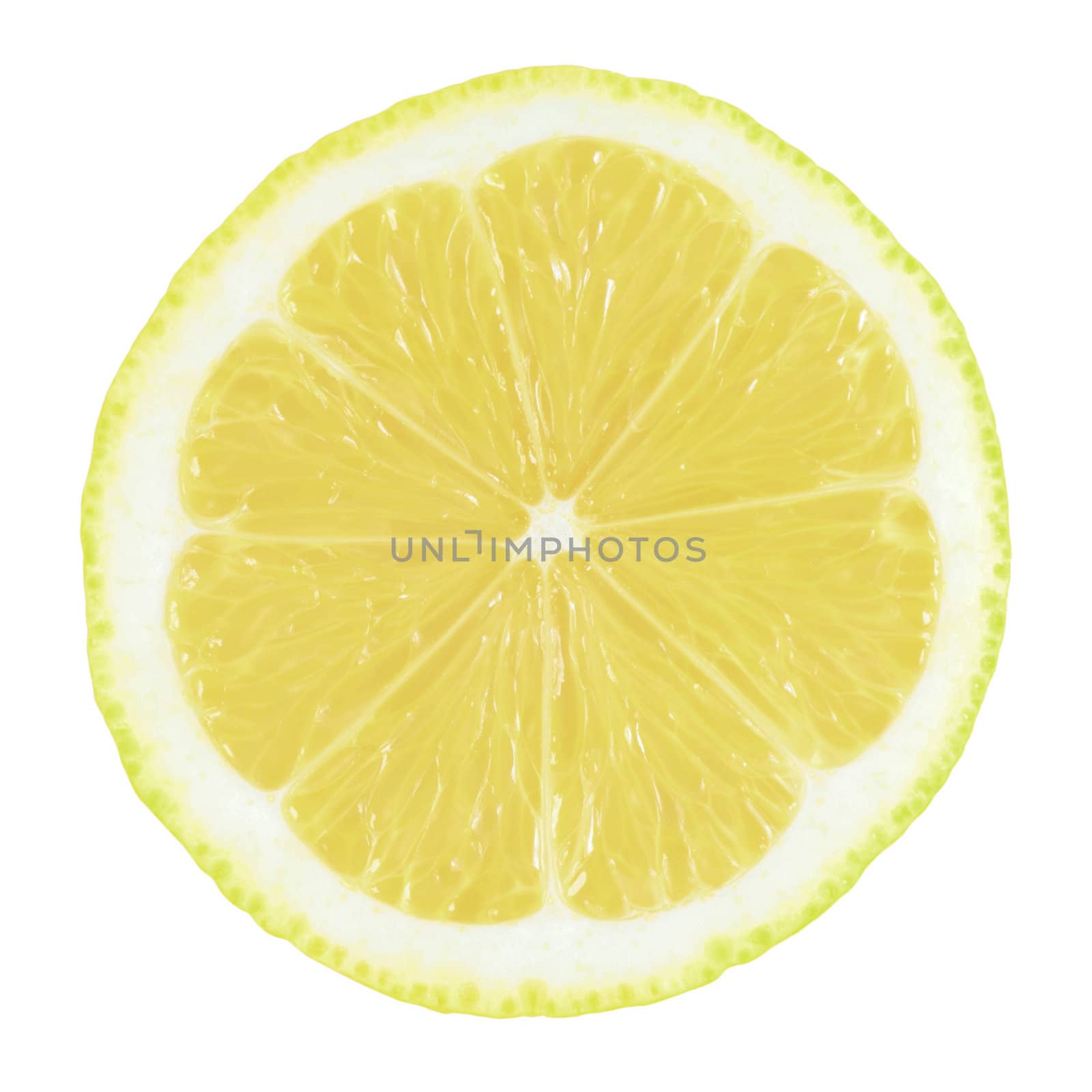 cut lemon slice on white with path