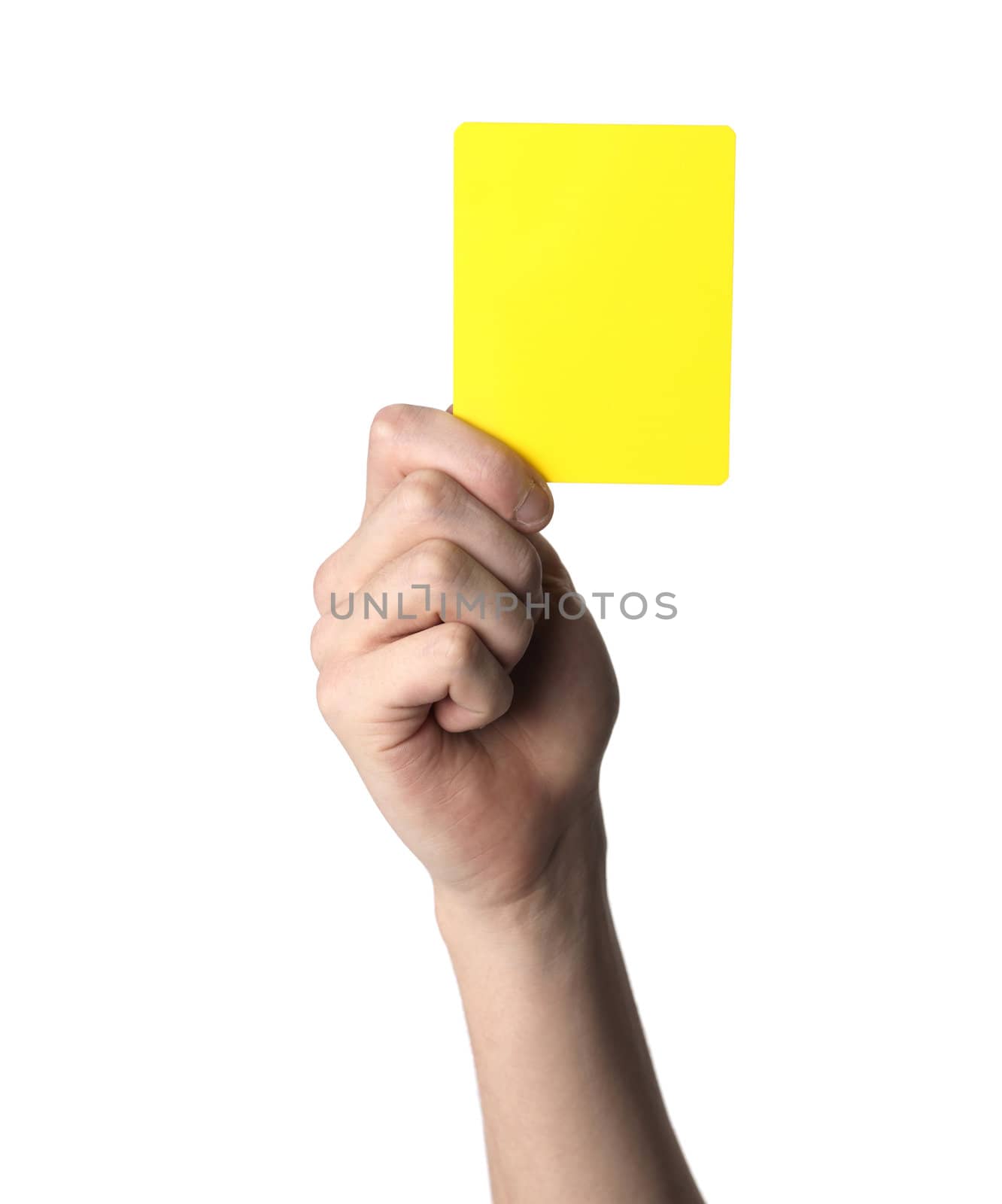  Hand holding up the Yellow warning card