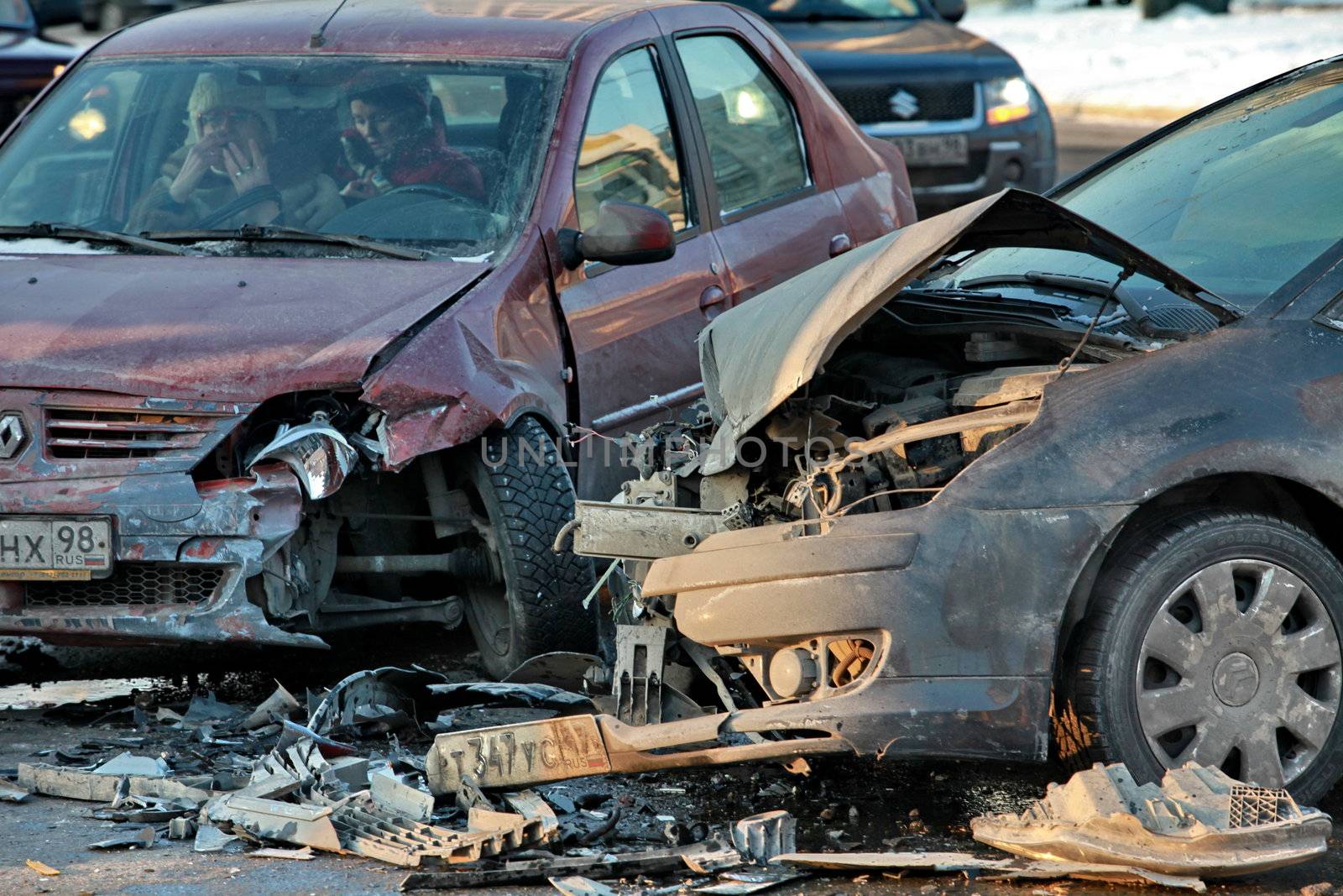 Car accident at the crossroads