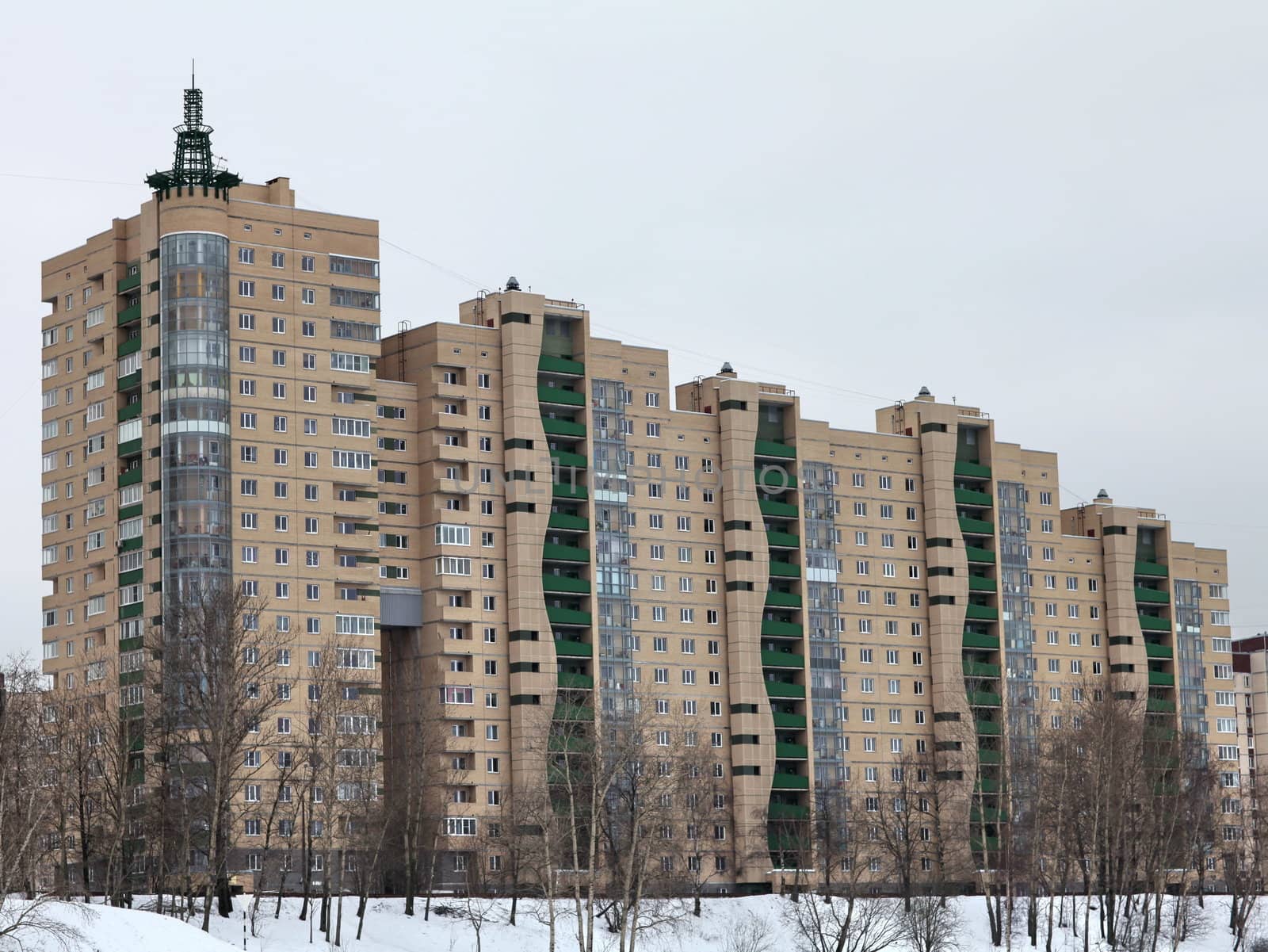 Modern high-rise apartment building