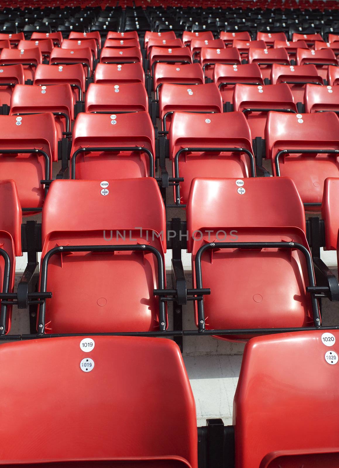 Spectators seats in a Stadium Full Frame