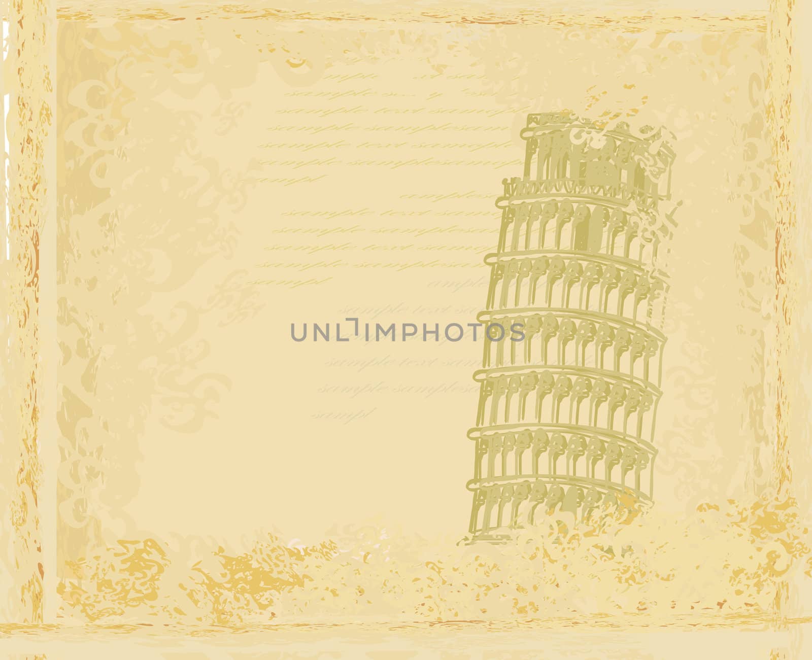 vector pisa tower grunge background