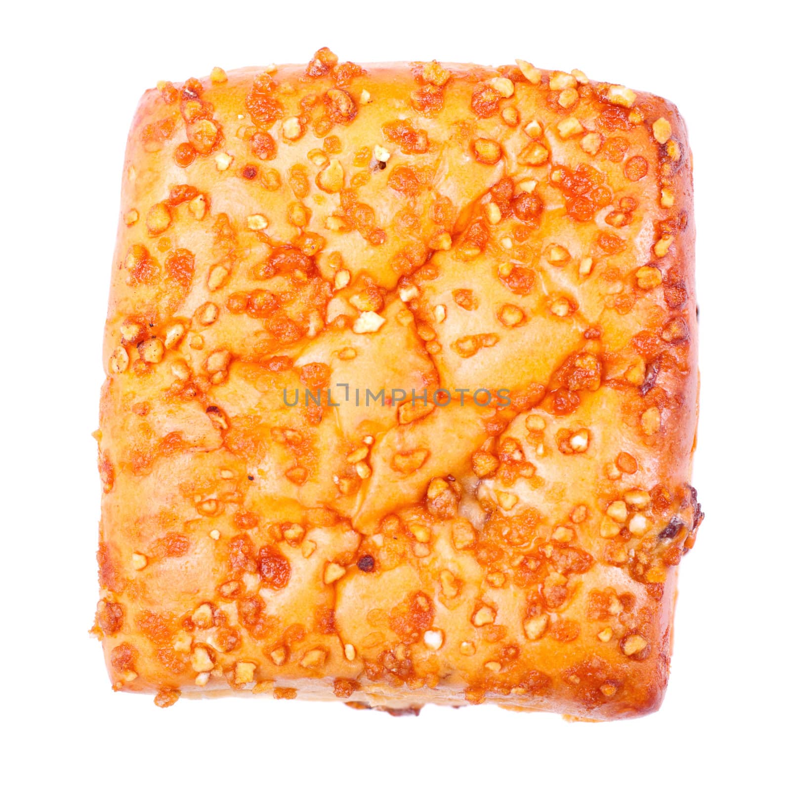 fresh bread with sesame isolated on white background