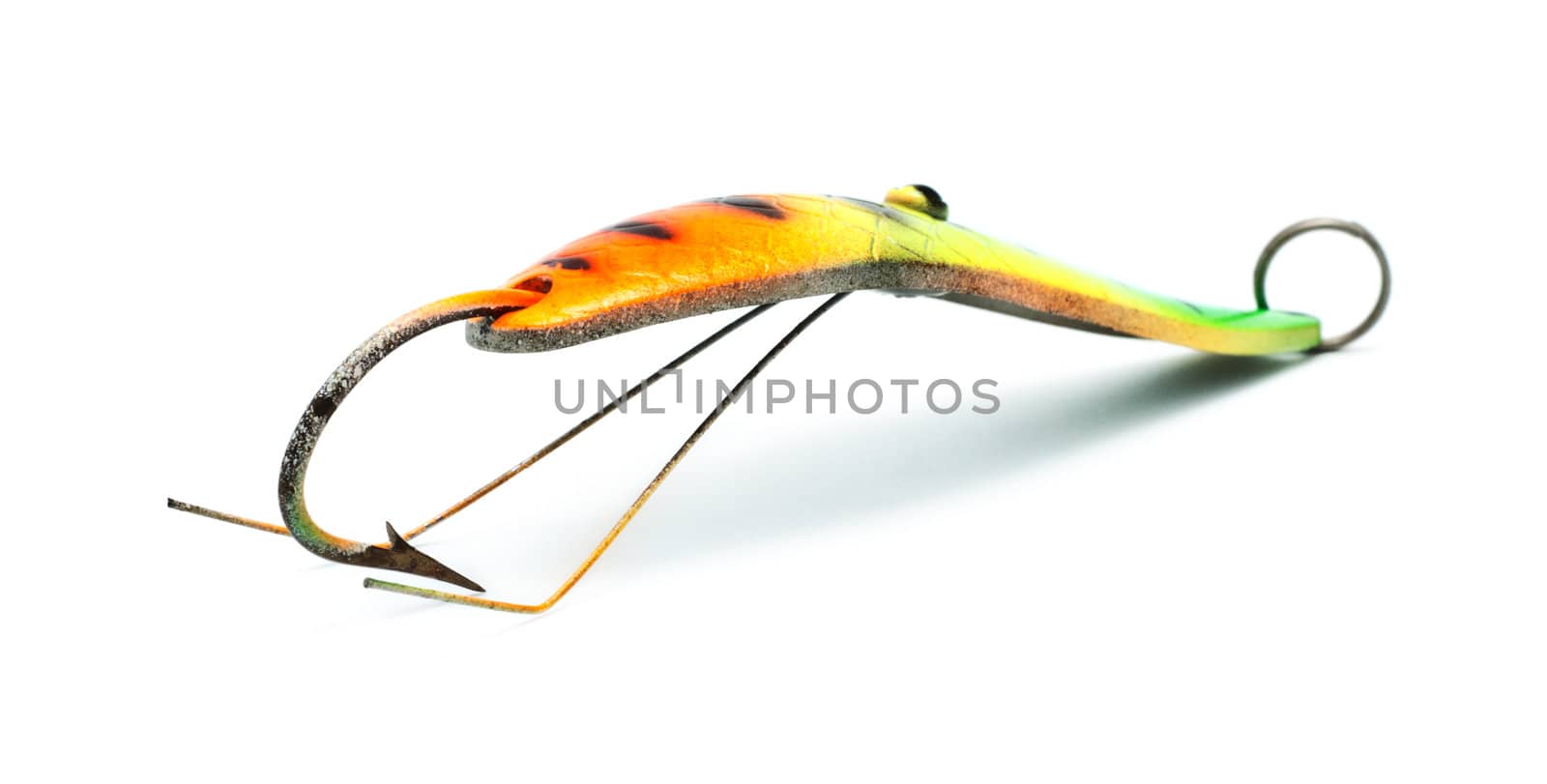 plastic fishing lure isolated on white background