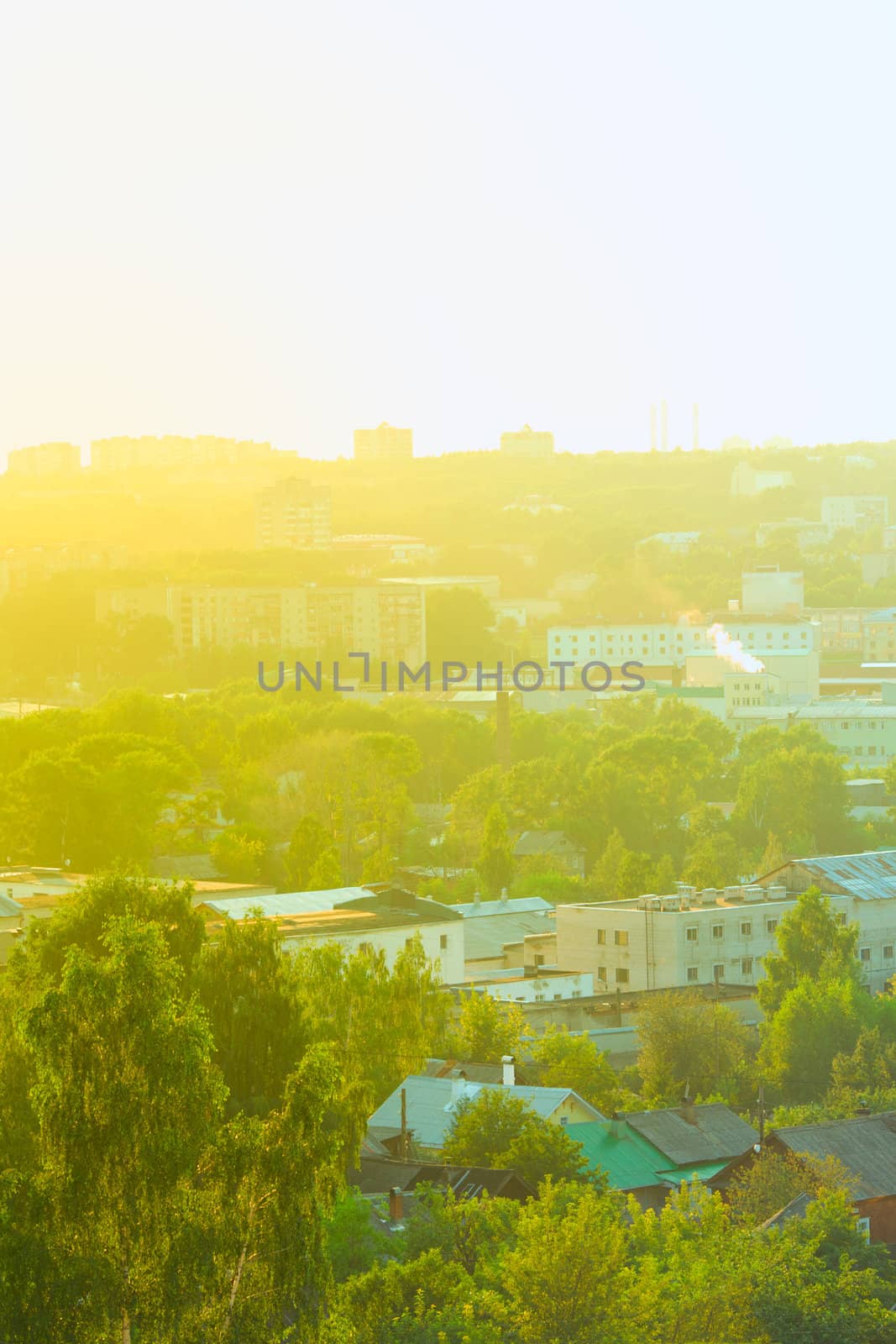 panorama of russian city Kirov, early morning