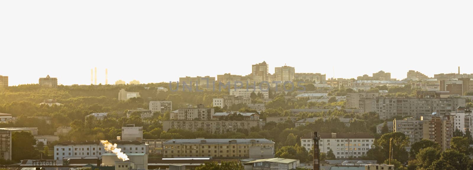 panorama of russian city Kirov, early morning