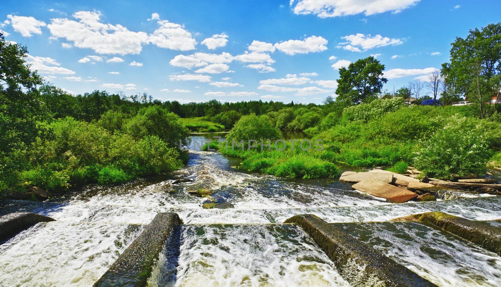 run of water on cascade of rough river