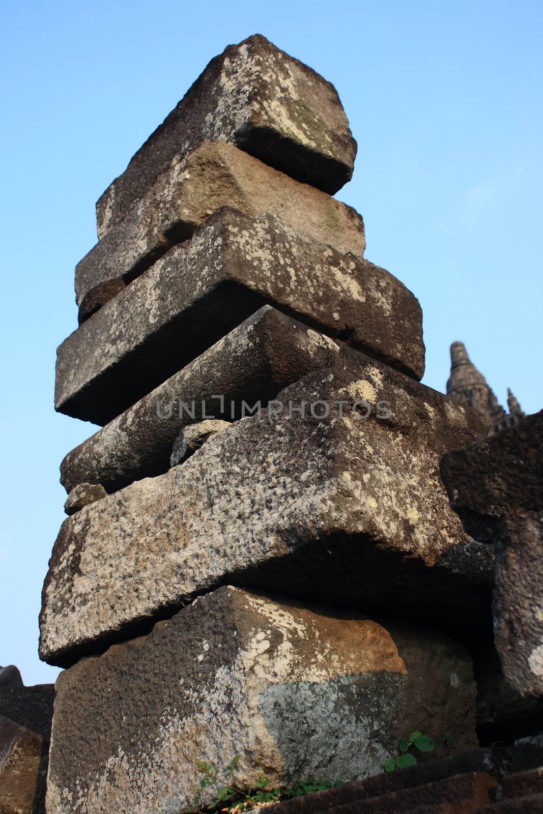 A stack of stone in Hindu temple Prambanan. Indonesia, Java, Yogyakarta