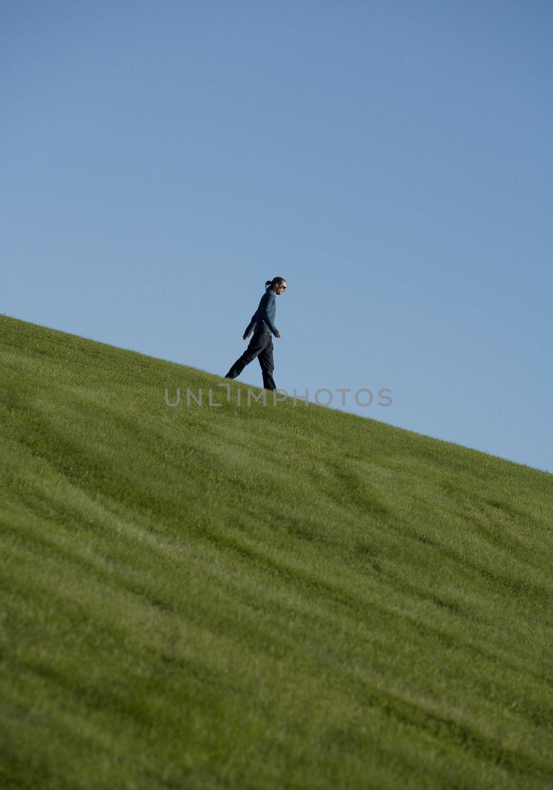 Side view of a walking man