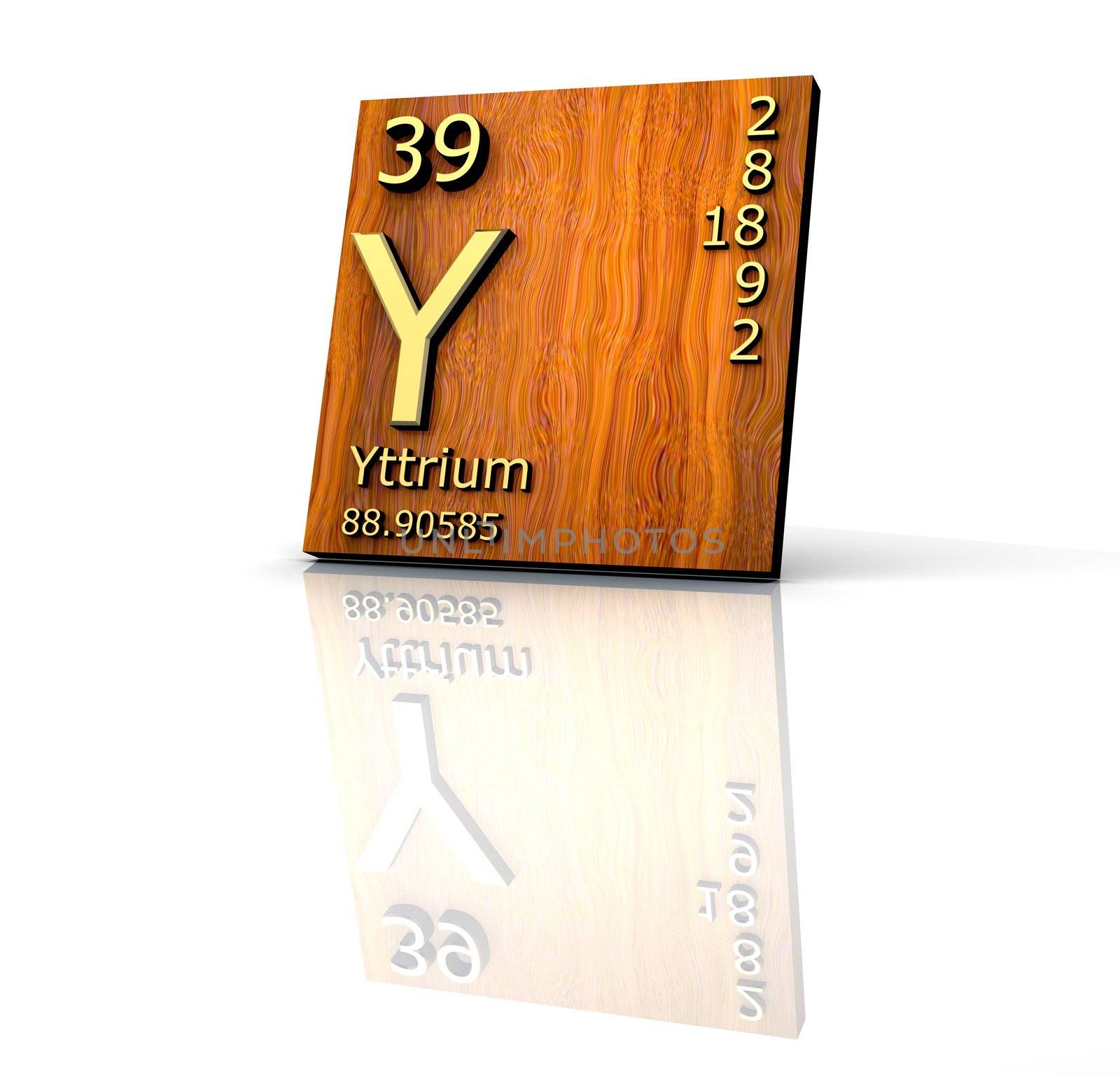 Yttrium form Periodic Table of Elements - wood board - 3d made