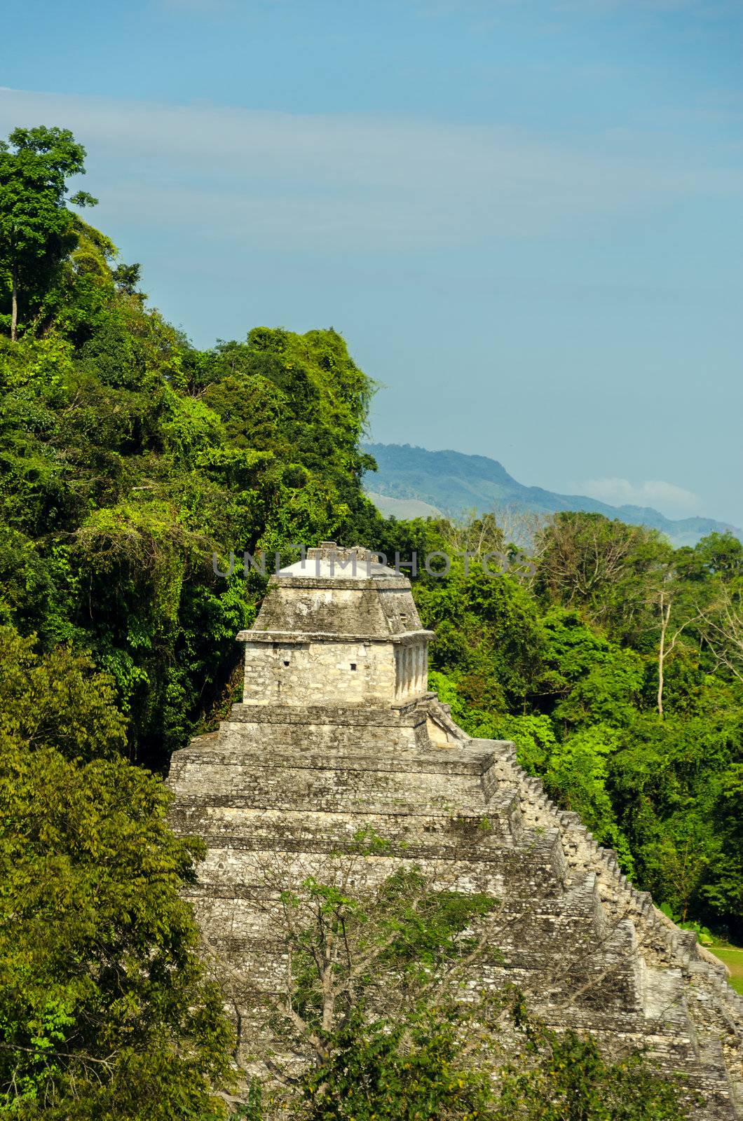 View of the Temple of the Inscriptions in Palenque, Mexico