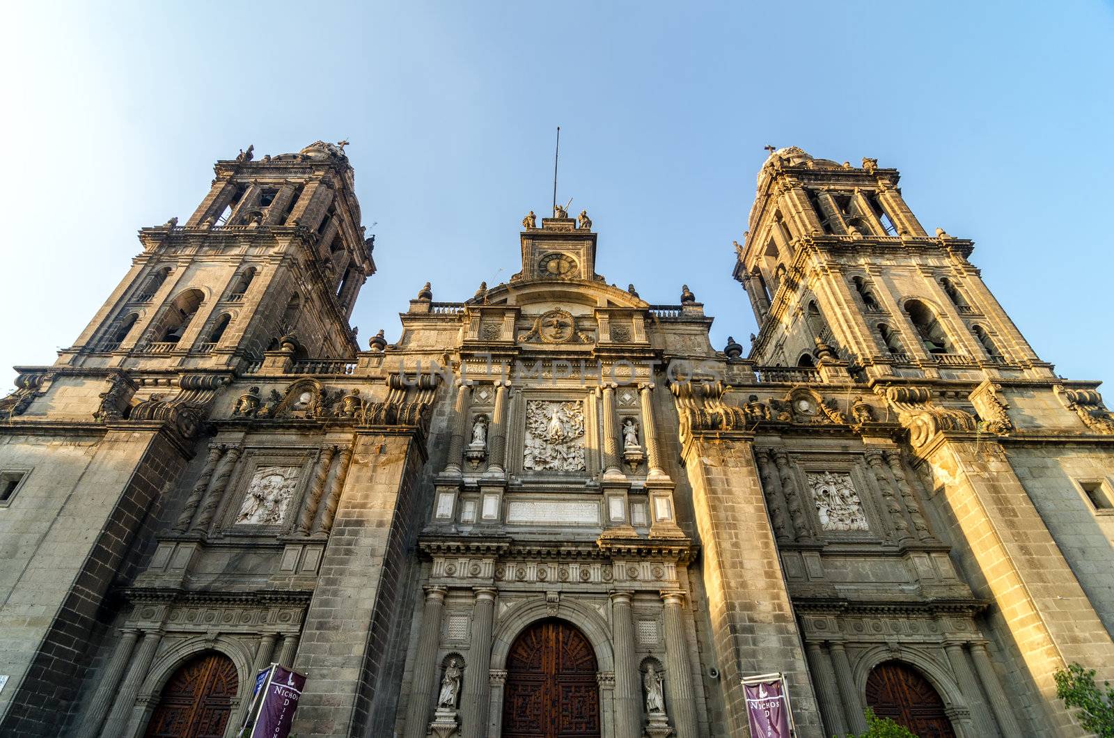 View of the cathedral of Mexico City in the Zocalo