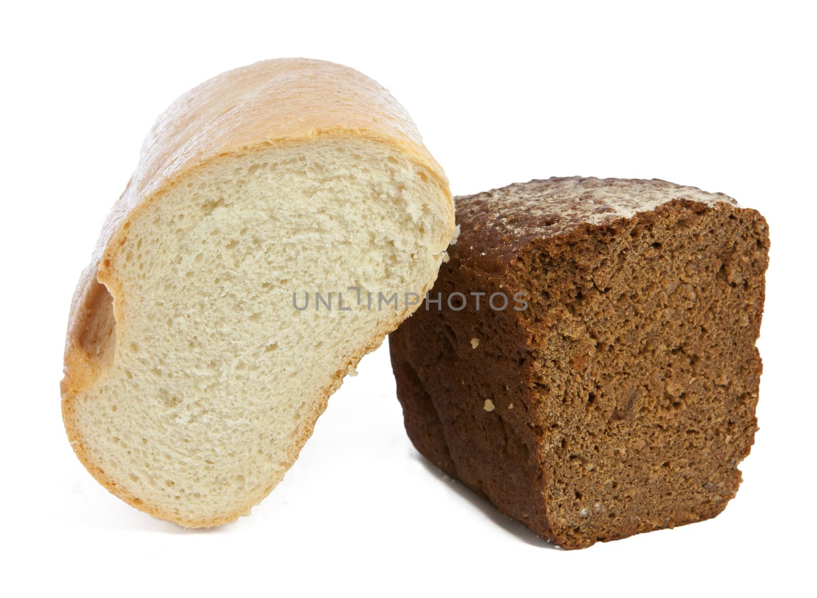 The bread isolated on the white background.