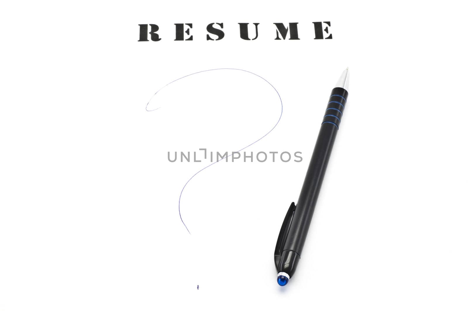 Black pen on the blank resume