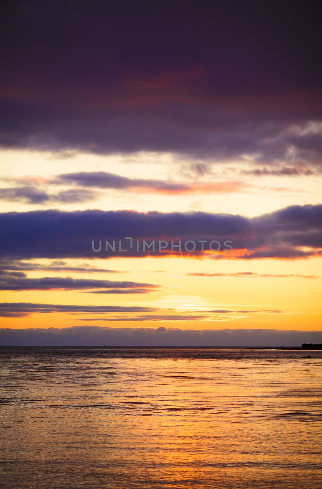 beautiful sunset on a sea, baltic, russia