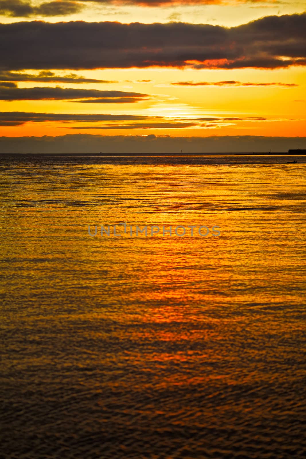 beautiful sunset on a sea, baltic, russia