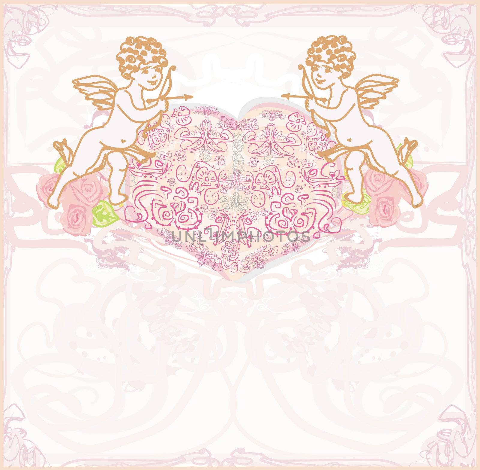 happy valentine's day card with cupid