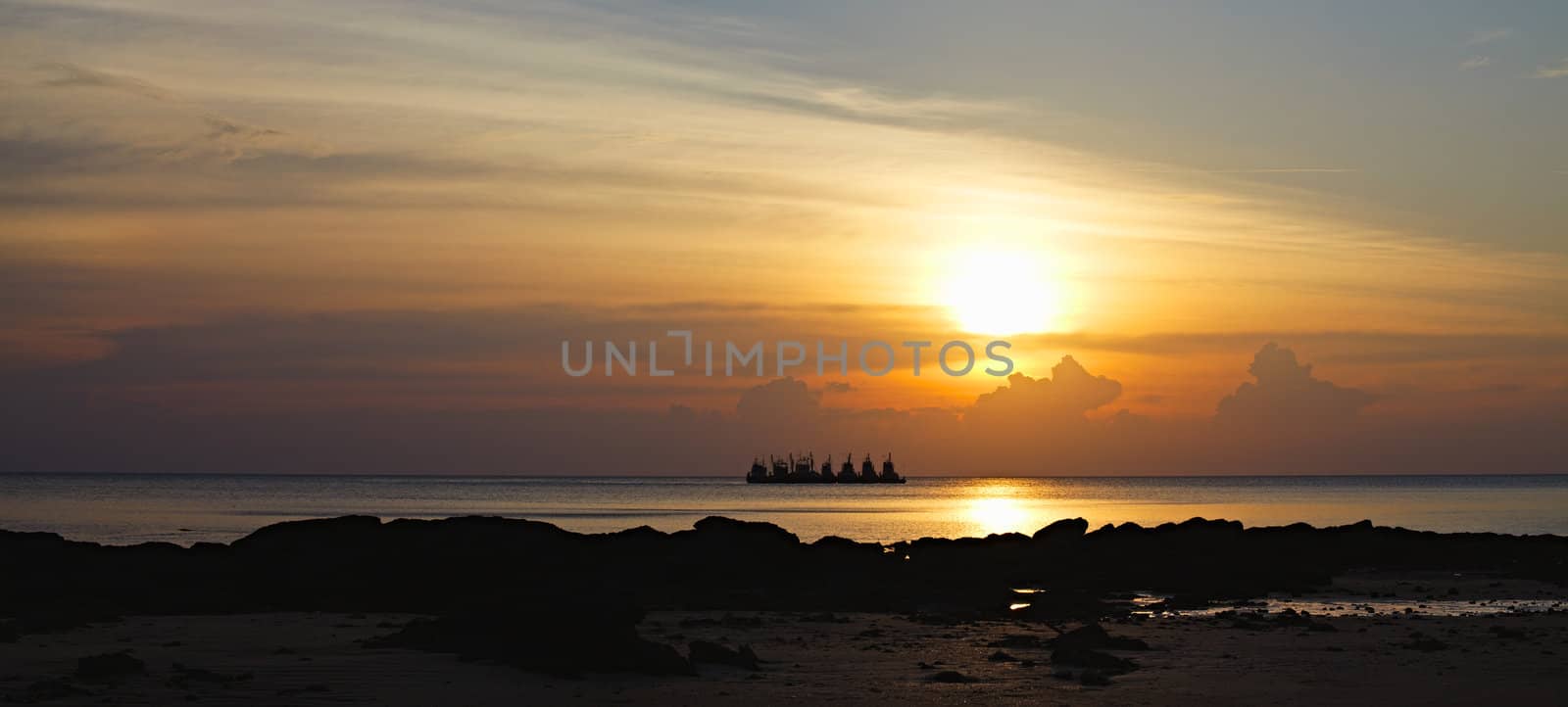 sunset over Andaman Sea, Koh Libong, Thailand
