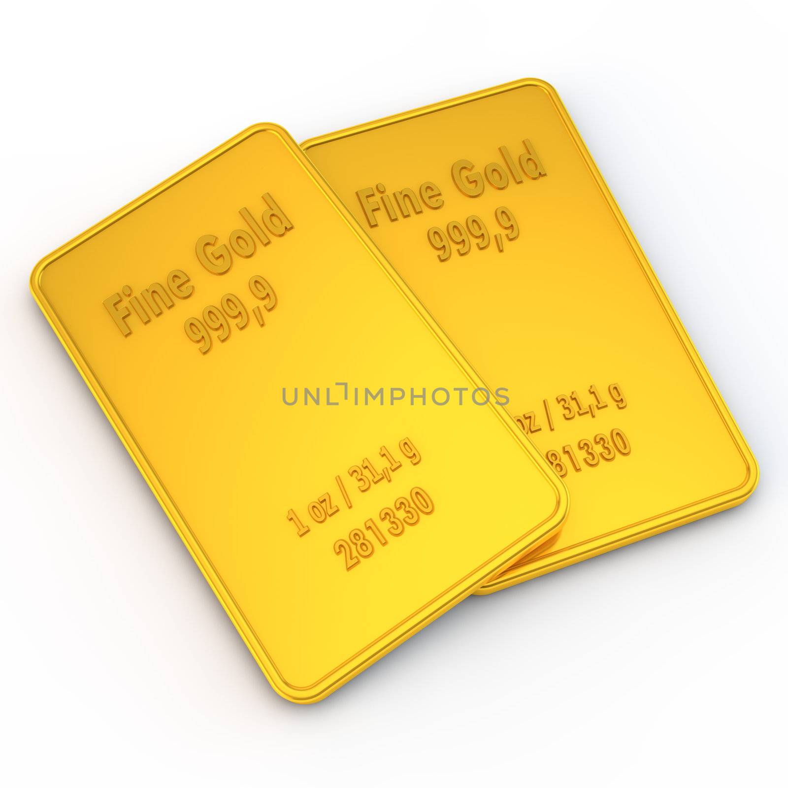 two small gold bars with the weight of 1 ounce