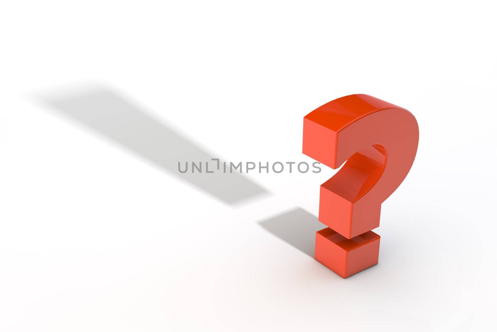 shiny red question mark symbol casts an exclamation mark shadow