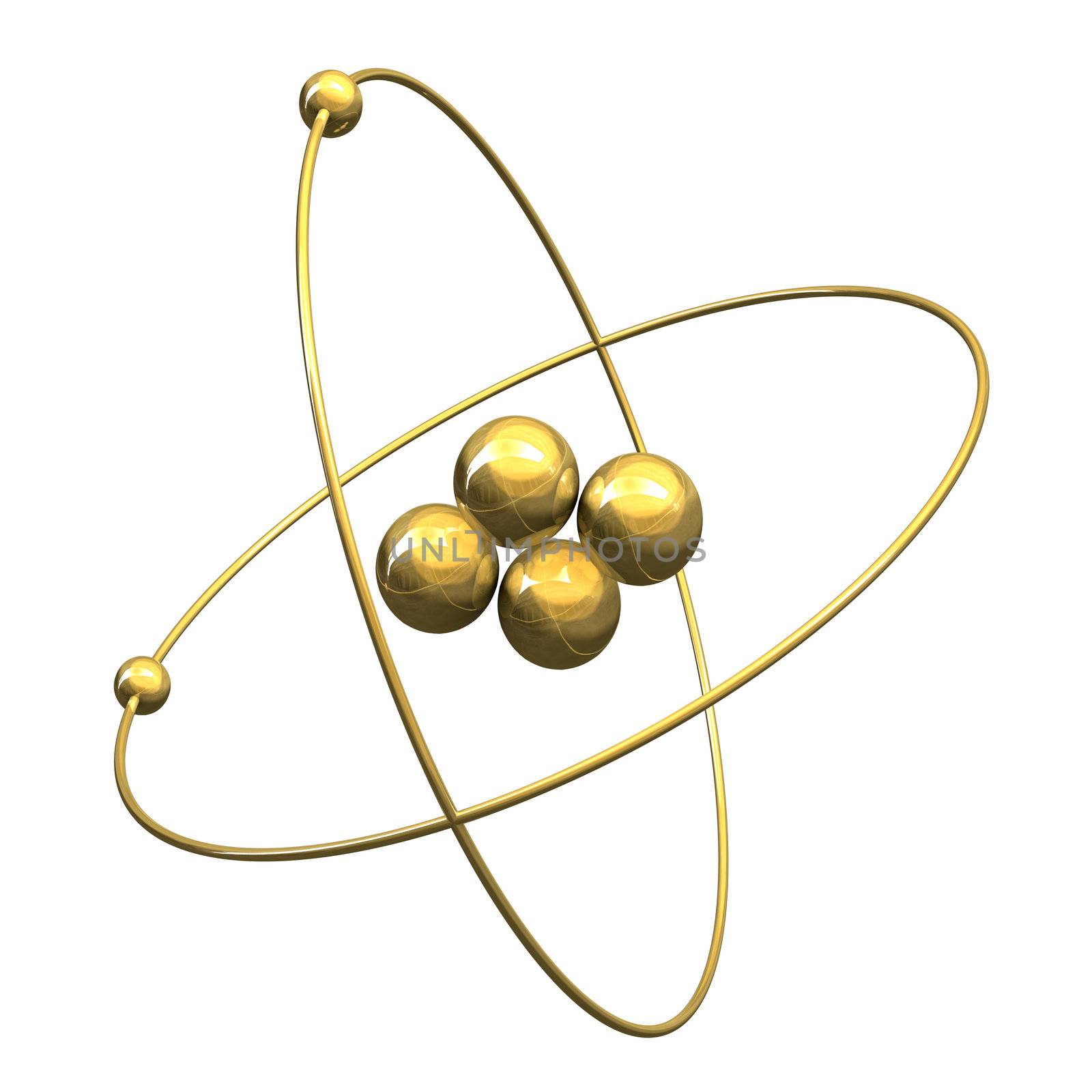 3d made - Helium Atom in gold 