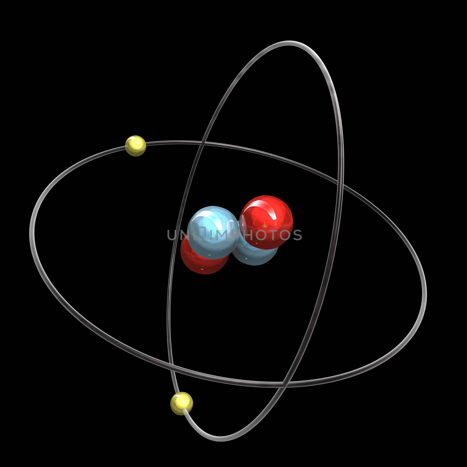 3d made Helium Atom - black 