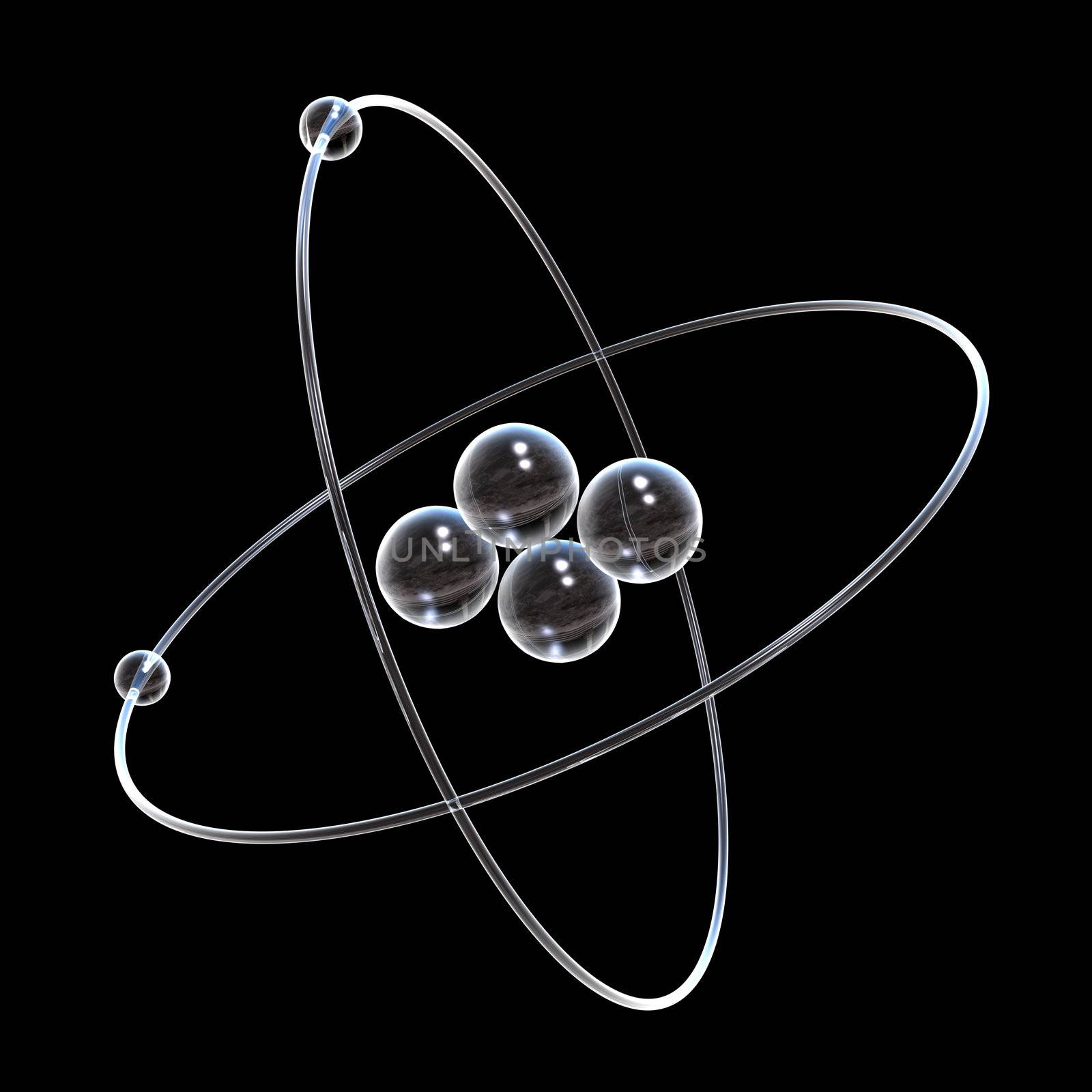 3d Helium Atom made of glass
