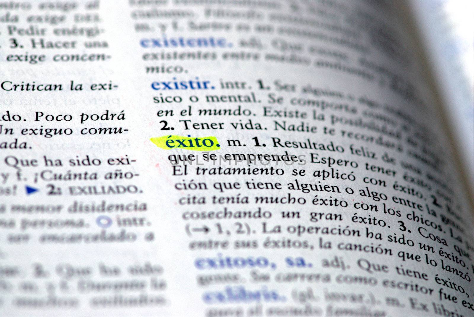 Picture of Spanish dictionary word for success