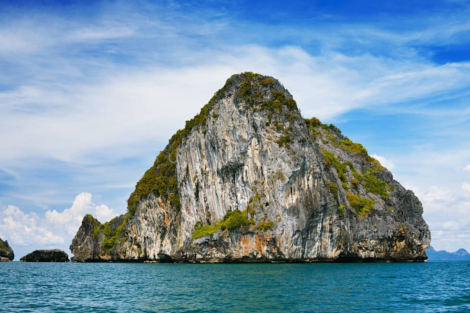 tall cliff with trees at Andaman Sea, Thailand