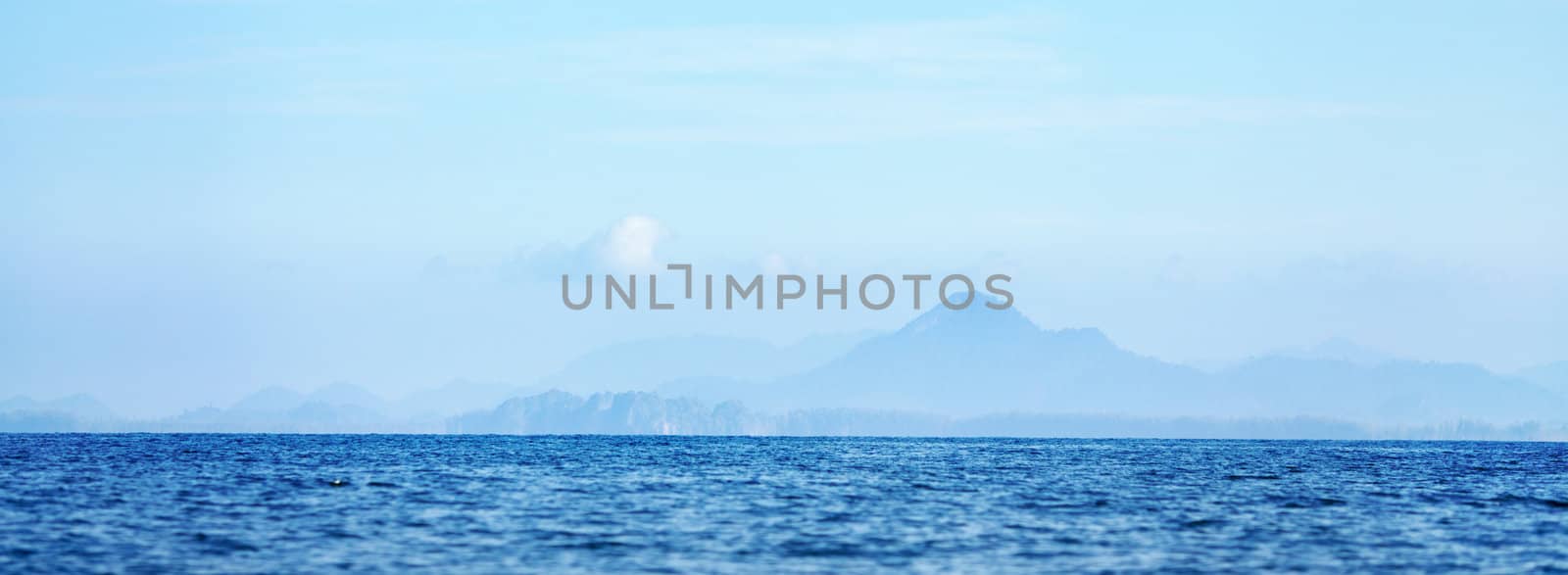 Andaman Sea, Thailand, foggy seascape at early morning