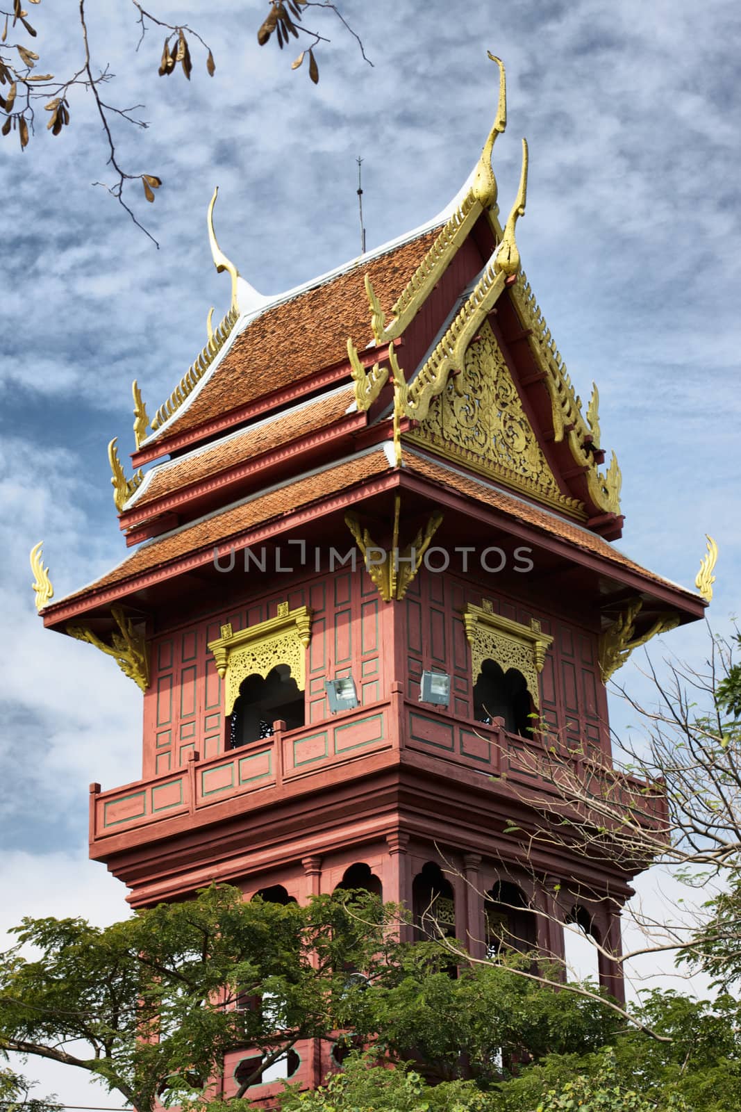 wooden tower in Mueang Boran, aka Ancient Siam, Bangkok, Thailand