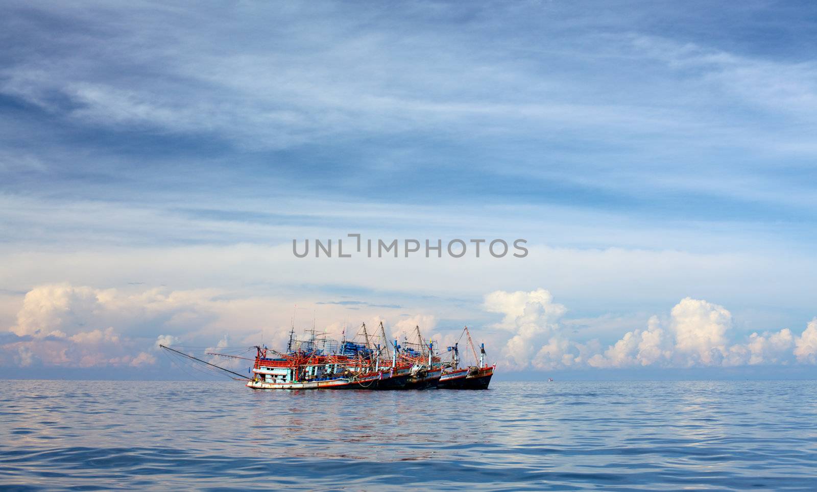 fishery trawlers group in Andaman Sea, Thailand
