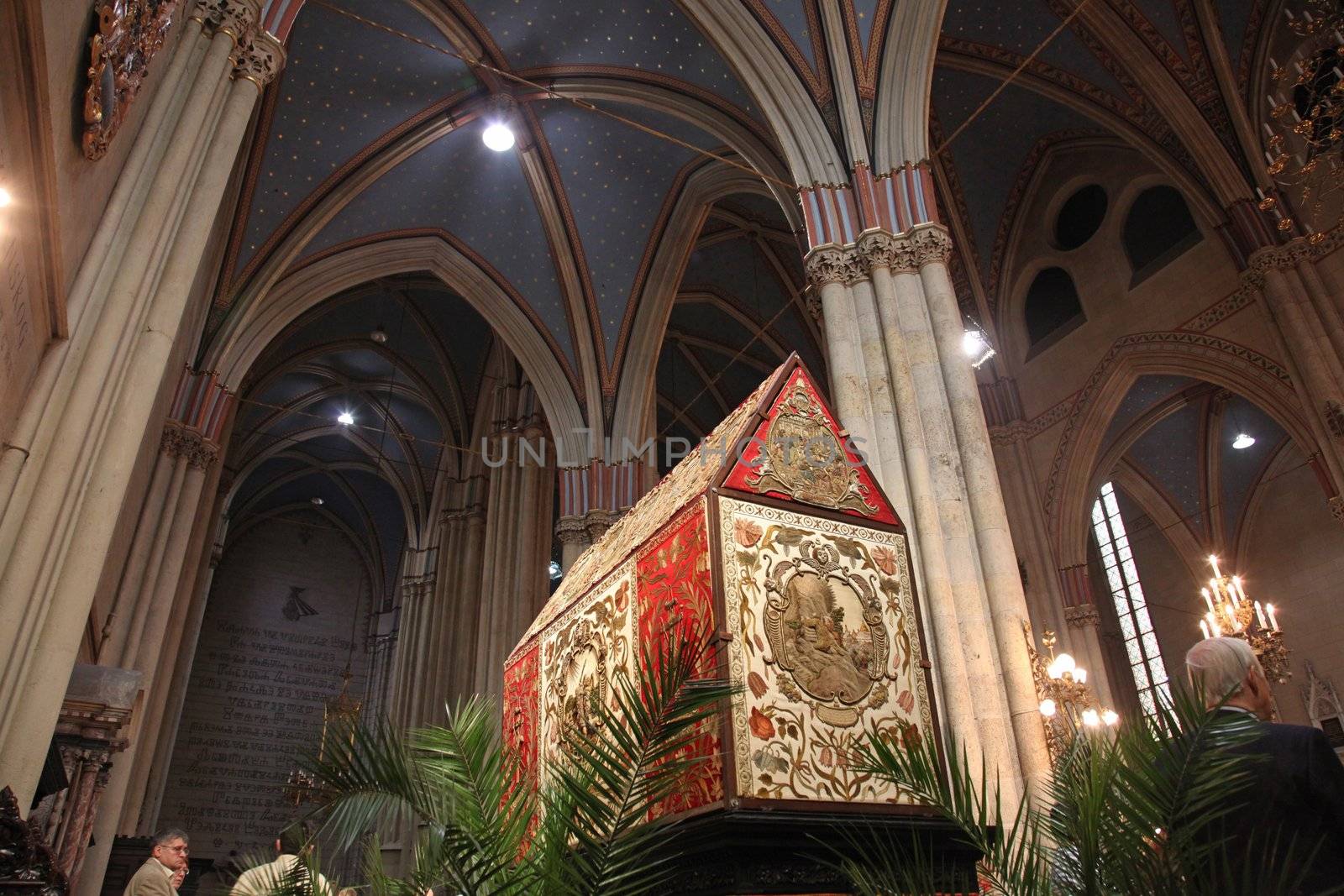 ZAGREB, CROATIA - 10 APRIL: Tomb of God exhibited on Good Friday, prepared to veneration at the Zagreb Cathedral, 10 April 2009 in Zagreb, Croatia.