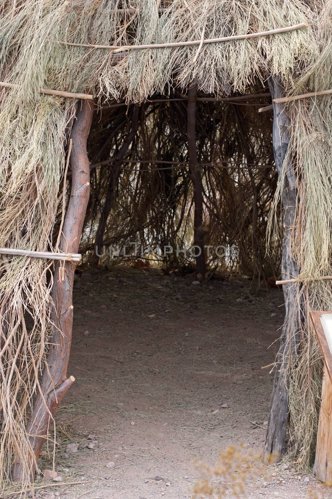 Tee Pee entrance native american made out of branches