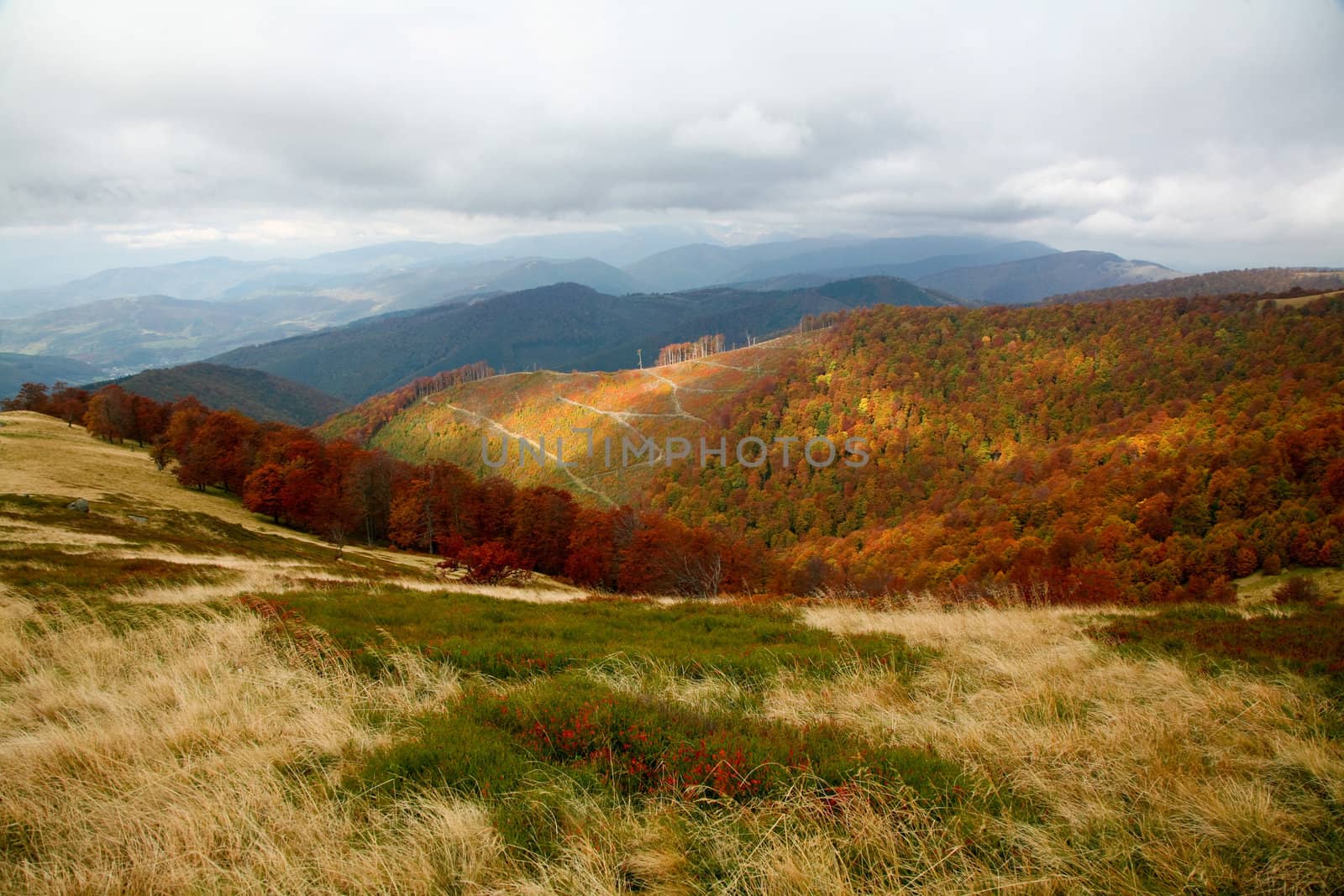 Autumn theme: an image of mountains under clouds