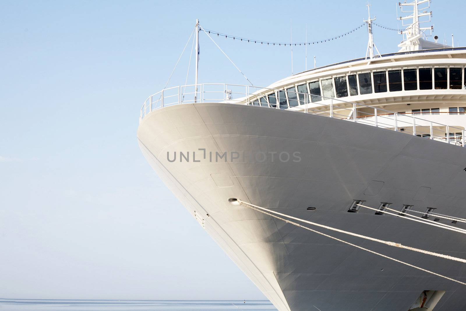 An image of front view of modern cruise liner