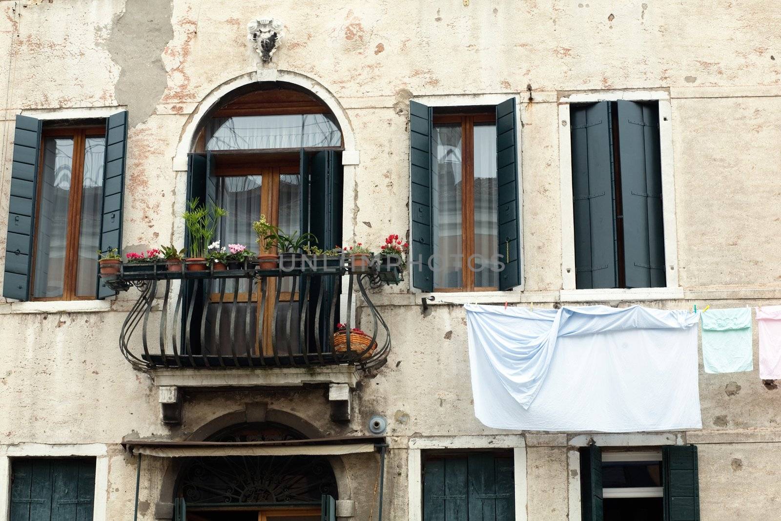An image of windows and a balcony