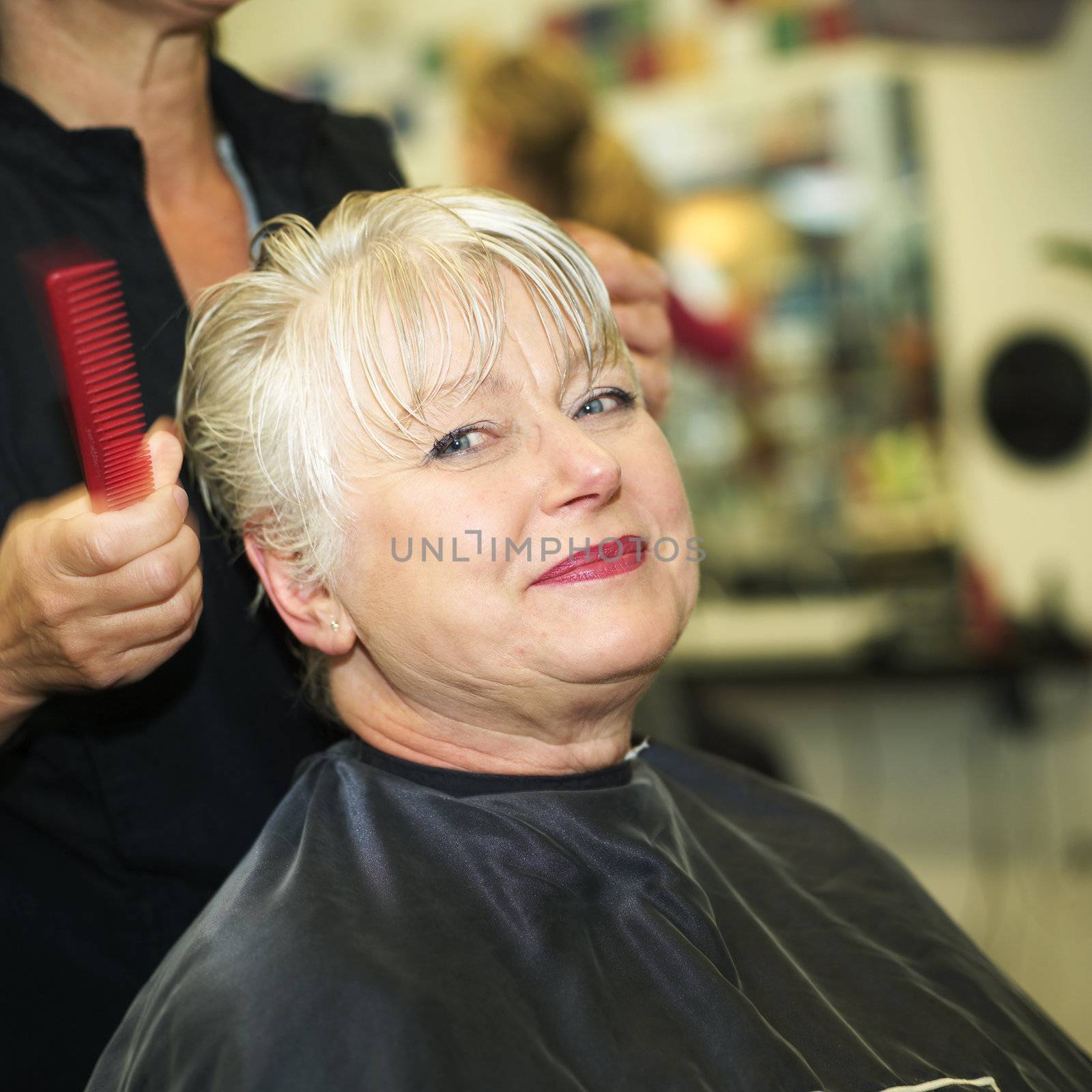 Older woman at the Hairdressers studion