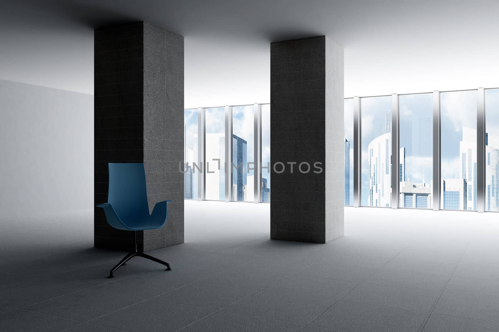 empty hall of modern business office with light from windows