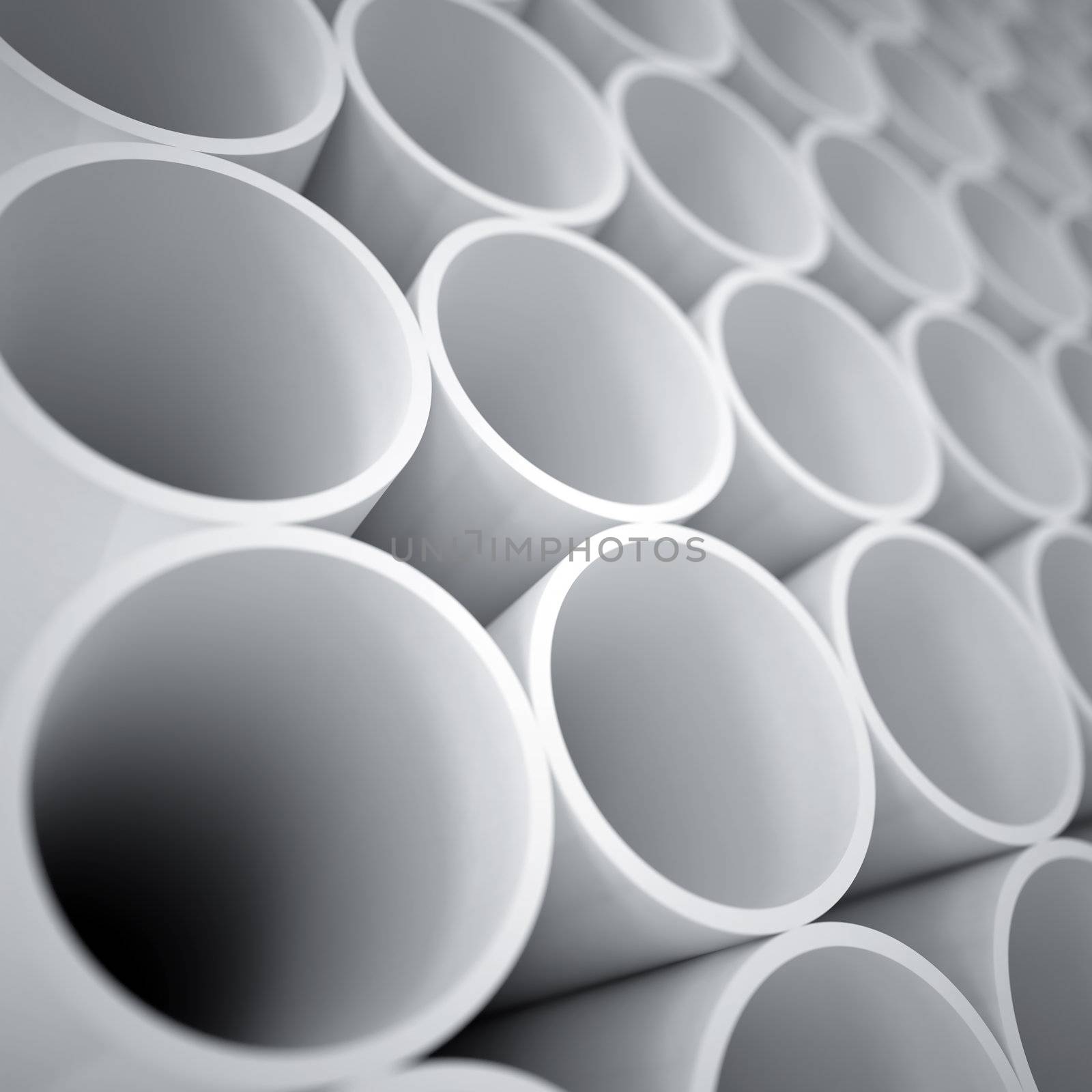 white plastic cylinders as a industrial background