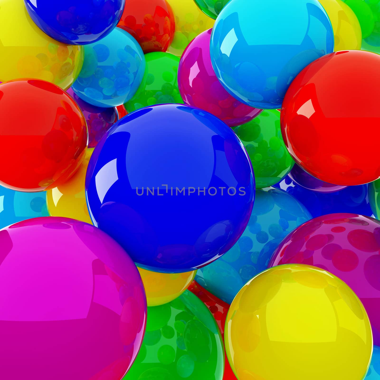 red blue yellow spheres in the form of the background image