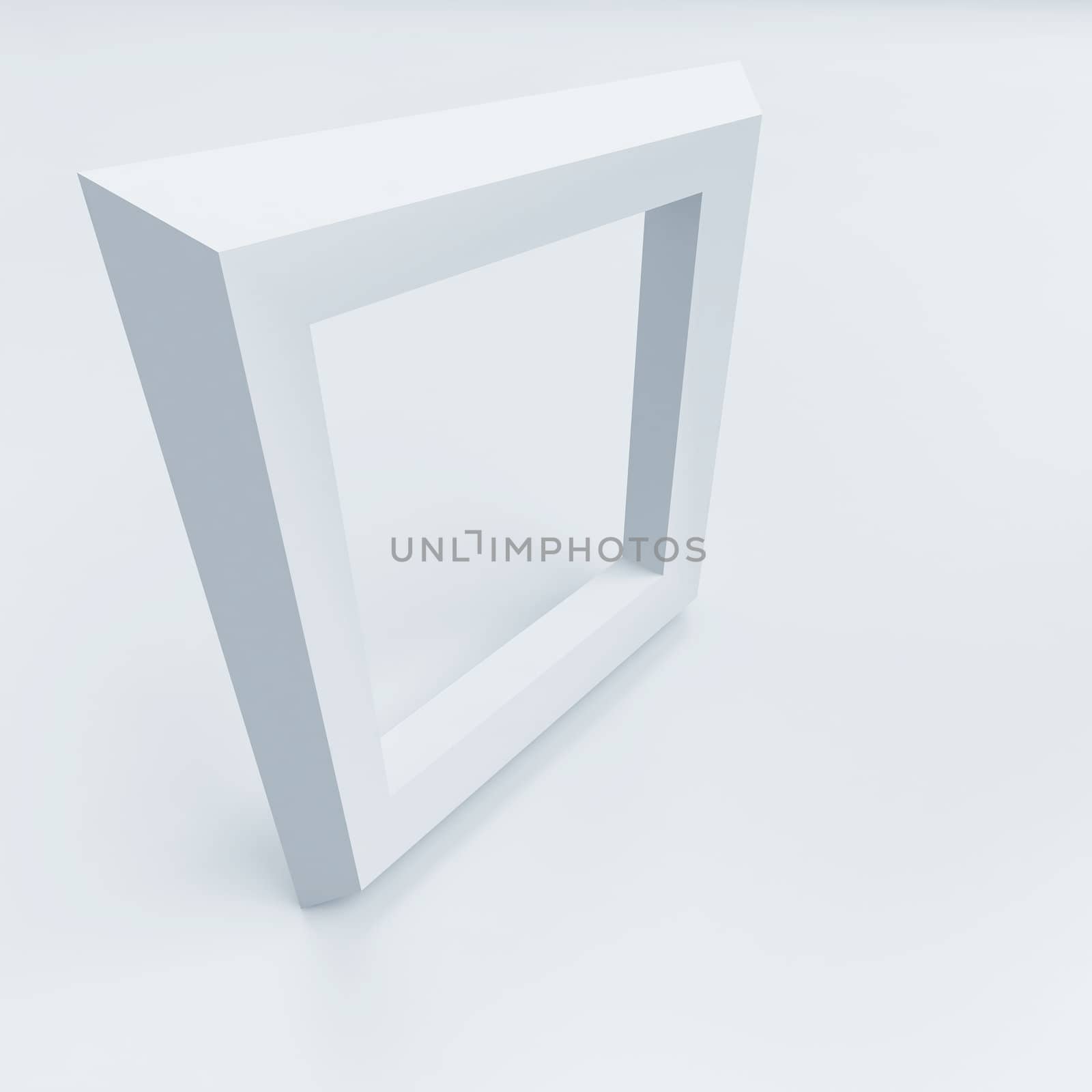 white square frame on a light background