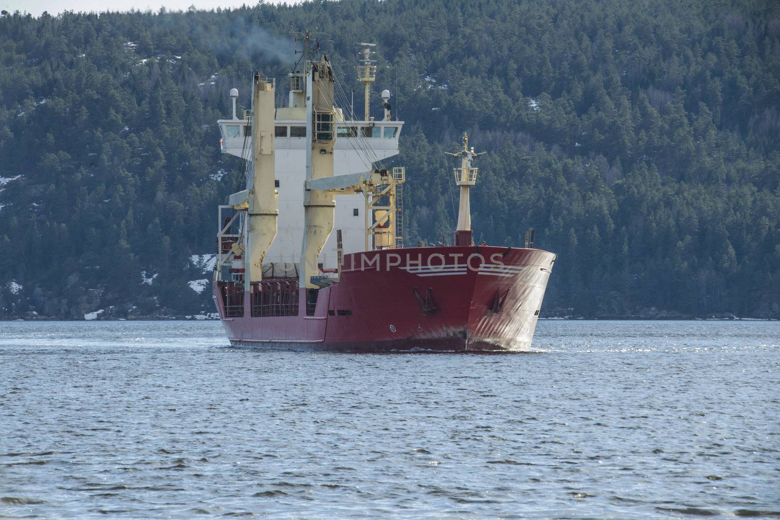 Mv Landy arrives Halden harbor, Norway.The photo was shot one day in April 2013.
