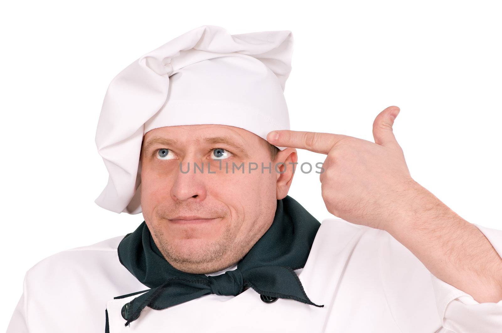chef has a bad mood isolated on white background