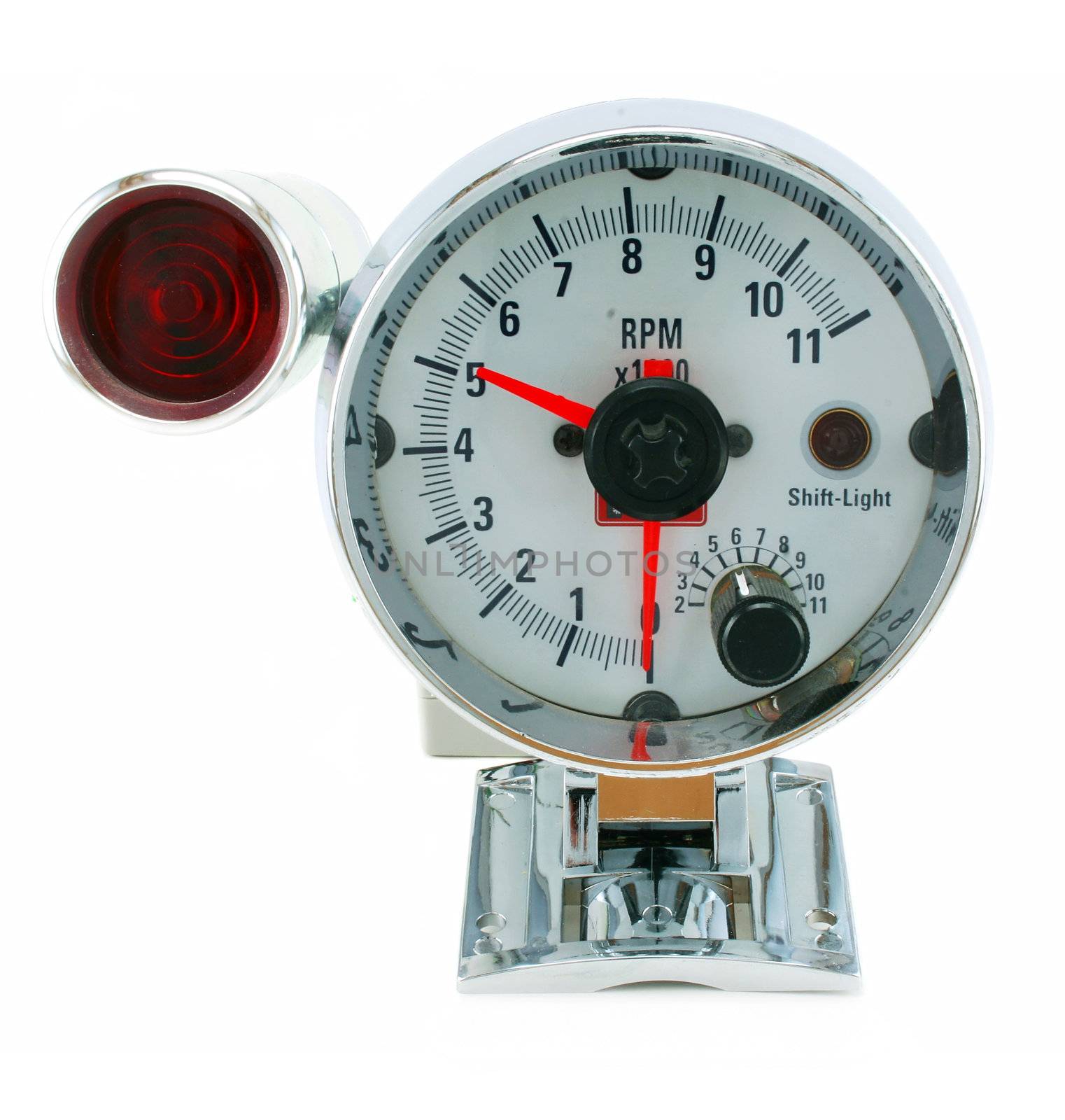 Tachometer with indicator isolated on a white background