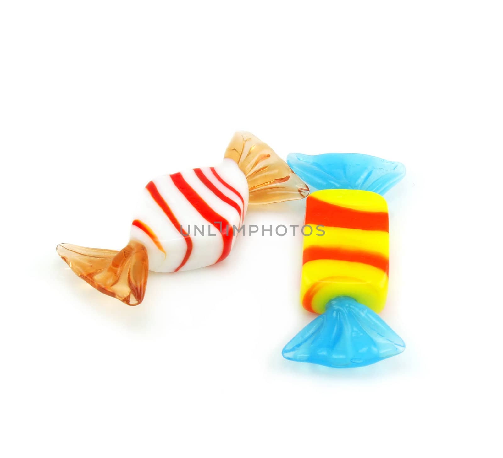 Two colored candy isolated on a white background