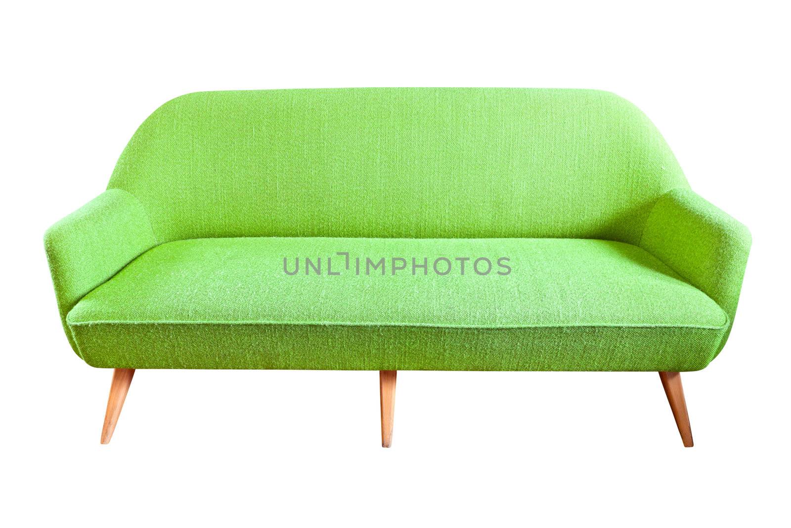 green sofa isolated with clipping path