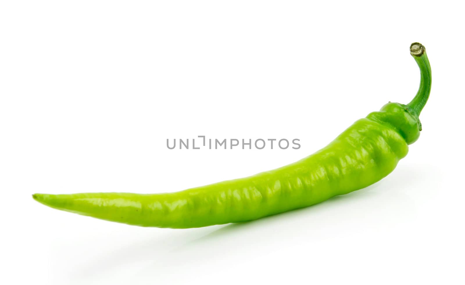 Green Chili Pepper Isolated on White by alphacell