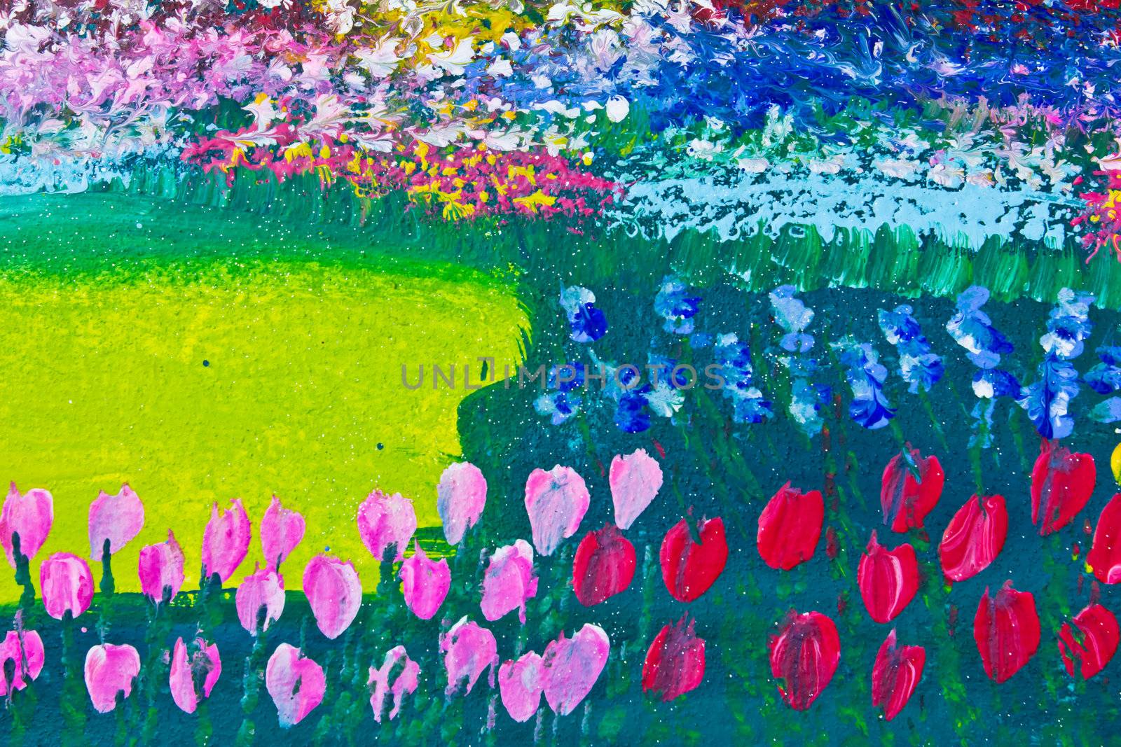 painting of tulip field